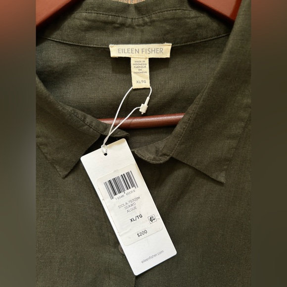 Eileen Fisher Handkerchief Linen Classic Collared Shirt - Picture 3 of 16